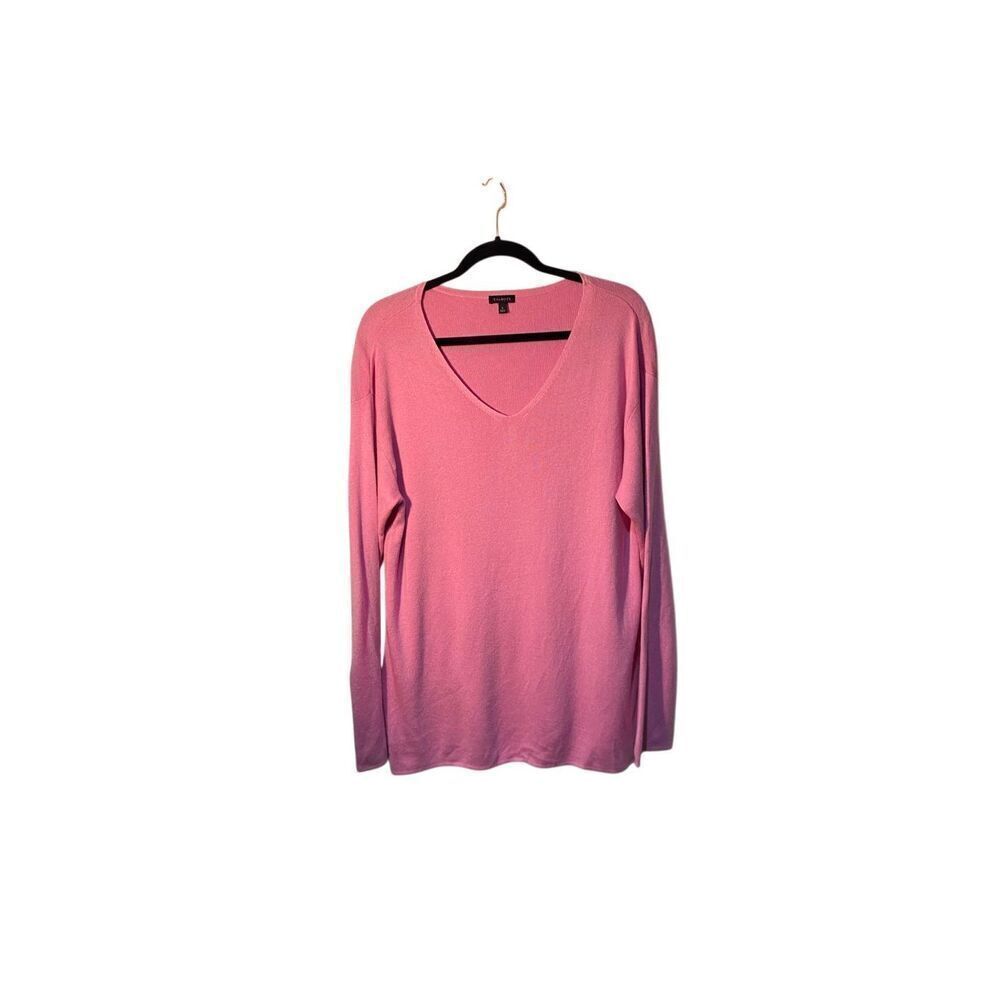 Talbots women’s pink V-neck pull over stretch sweater size large